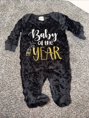 Baby Starters Black Plush "Baby of the Year" Footed One-Piece
